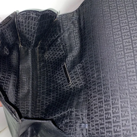 Authentic Rare FENDI Black Leather Woven Clutch Bag - Picture 14 of 17